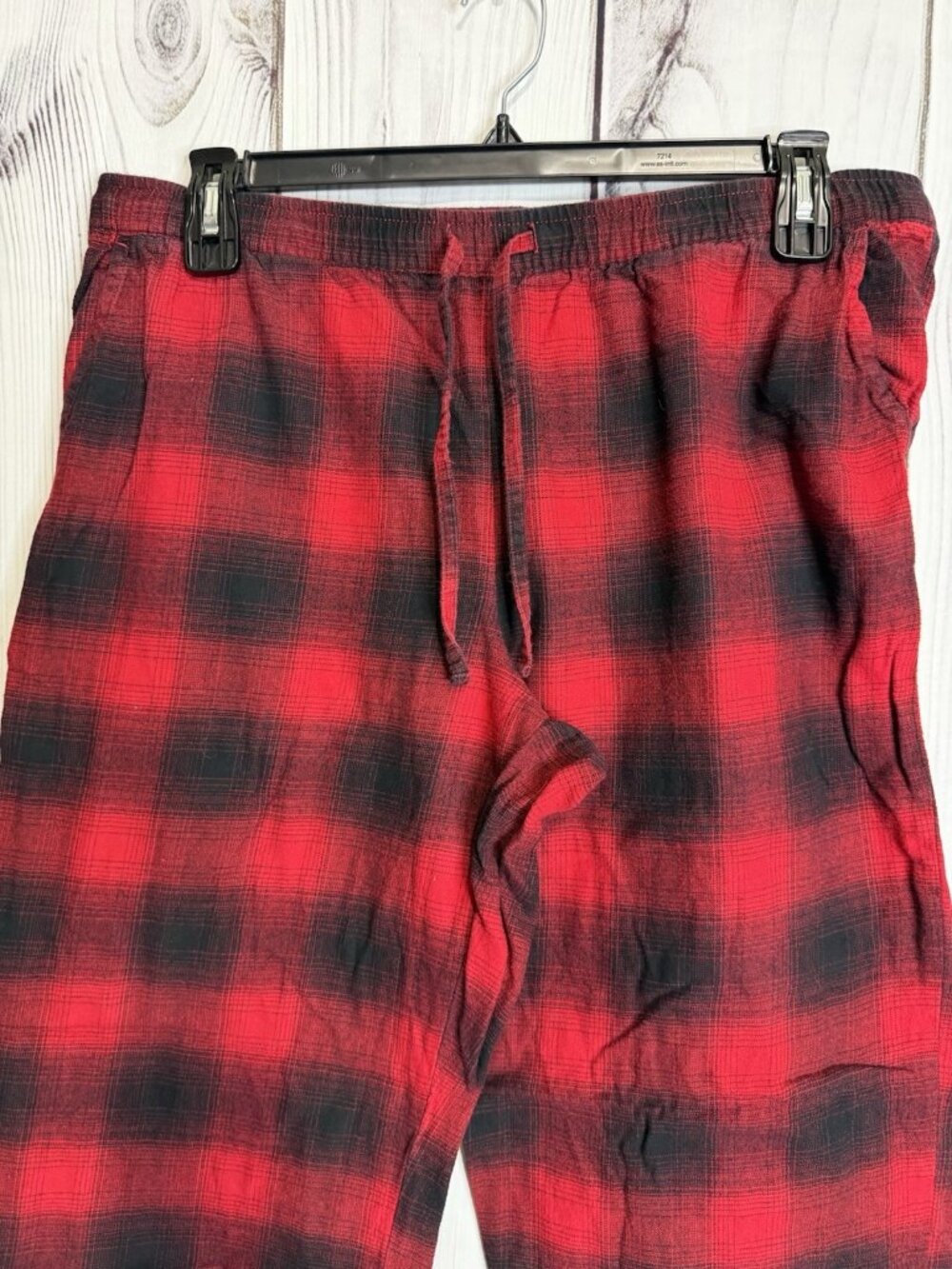 Gap Body Pajama Pants Sz L (36x28) Red Black Drawstring Lightweight Plaid